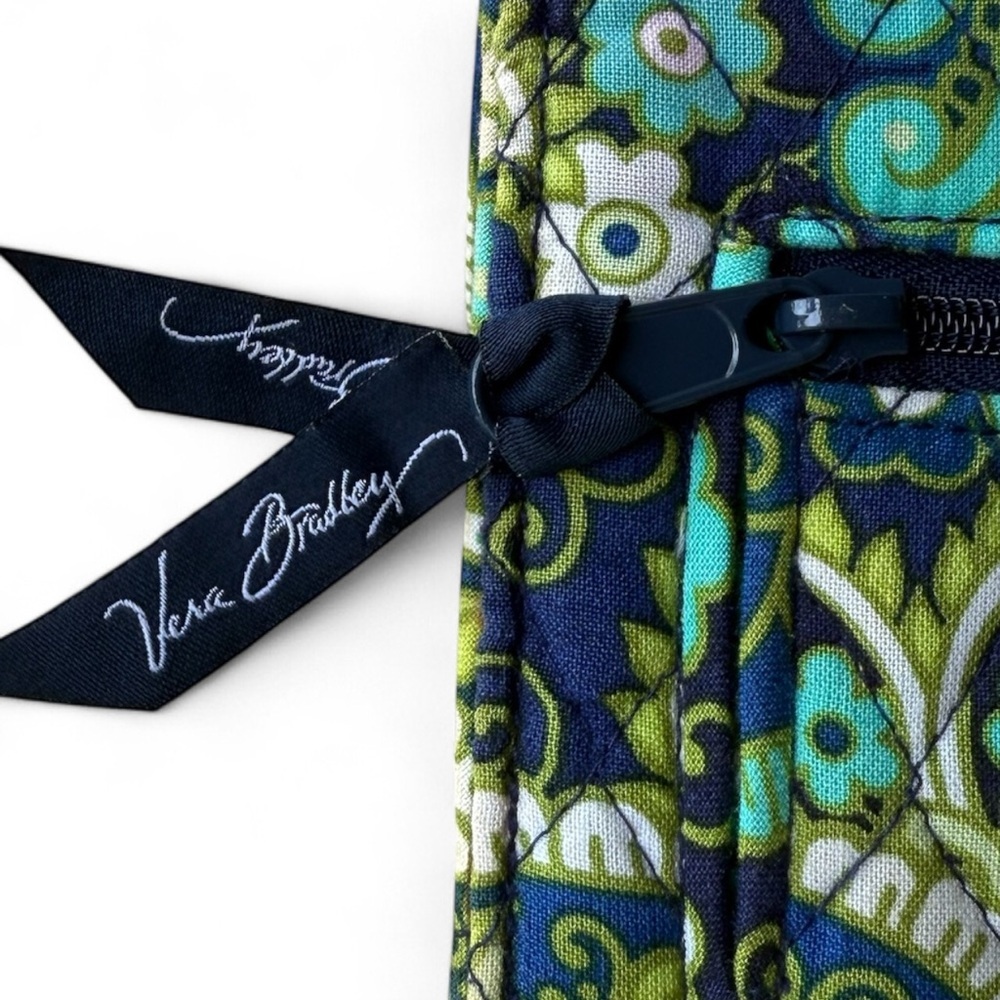 Vera Bradley Women's Zip Wallet Blue Floral Rhythm and Blues - Picture 3 of 5